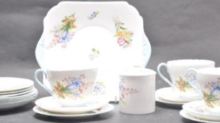 MID 20TH CENTURY SHELLEY WILDE FLOWERS 13668 CERAMIC PORCELAIN TEA SERVICE