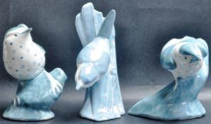 THREE CERAMIC PORCELAIN BIRDS FIGURINES BY RYE DAVID SHARP