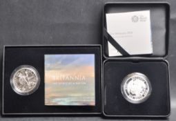 THE ROYAL MINT - BRITANNIA - X2 1OZ SILVER PROOF PRESENTATION COINS