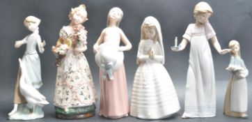 GROUP OF SIX LLADRO & NAO CERAMIC PORCELAIN FIGURINES