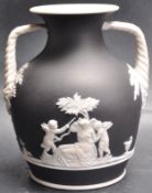 19TH CENTURY VICTORIAN BLACK TWIN HANDLED VASE