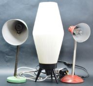 COLLECTION OF THREE RETRO VINTAGE 20TH CENTURY LAMPS