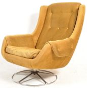 1970’S DANISH INSPIRED YELLOW VELVET SWIVEL EGG CHAIR