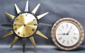 RETRO VINTAGE LATE 20TH CENTURY SUNBURST WALL CLOCK