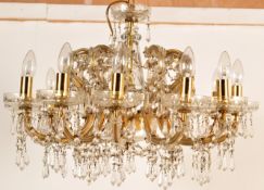 VINTAGE 20TH CERAMIC 12 ARMED GLASS CHANDELIER