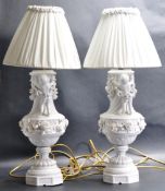 PAIR OF MEISSEN BLANC DE CHINE LAMPS