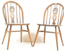 LUCIAN ERCOLANI - ERCOL - PAIR OF BEECH & ELM DINING CHAIRS