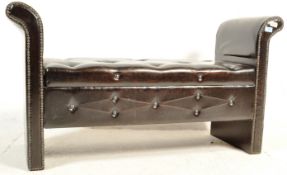 RETRO STYLE BLACK LEATHER OTTOMAN BOX CHEST