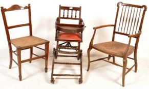 19TH CENTURY VICTORIAN METAMORPHIC CHILDREN HIGH CHAIRS AND ART NOUVEAU SALON CHAIR