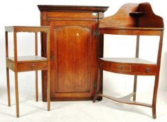 19TH CENTURY GEORGE III CORNER CABINET AND CORNER WASHSTAND