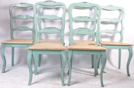 SET OF SIX 1930’S FRENCH COUTRY SIDE LADDER BACK DINING CHAIRS