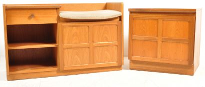 NATHAN SQUARES - TEAK WOOD TELEPHONE TABLE & CUPBOARD