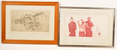 TWO RETRO VINTAGE 20TH CENTURY 1970S SIGNED PRINTS BY ROY BISHOP