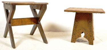 TWO VINTAGE 20TH CENTURY WOODEN STOOLS