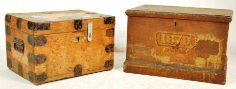 EARLY 20TH CENTURY IRON CHEST / COFFER WITH ANOTHER