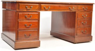 EDWARDIAN MAHOGANY TWIN PEDESTAL DESK