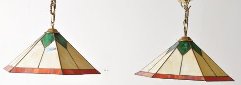 TWO 20TH CENTURY ART DECO TIFFANY STYLE LIGHT