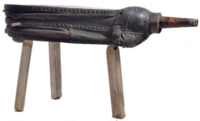 LARGE PAIR OF VICTORIAN FORGE BELLOWS ON LEGS