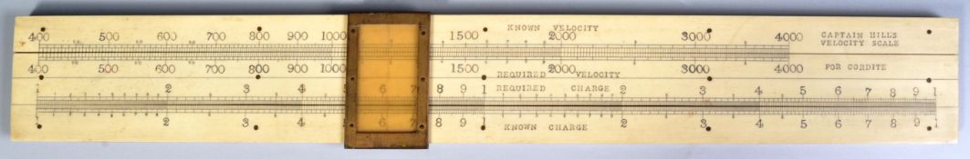 19TH CENTURY CAPTAIN HILL'S VELOCITY SCALE FOR A CANNON
