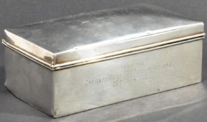 WWI INTEREST - HALLMARKED SILVER PRESENTATION CIGARETTE BOX