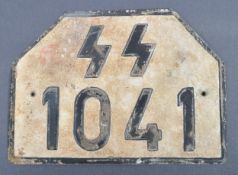 WWII SECOND WORLD WAR GERMAN WAFFEN SS LICENSE PLATE