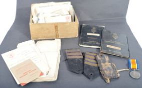 WWI FIRST WORLD WAR MEDAL & EXTENSIVE PAPERWORK TO CHIEF ENGINEER