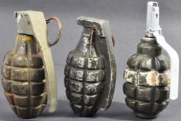 COLLECTION OF X3 ASSORTED MILLS BOMB HAND GRENADES
