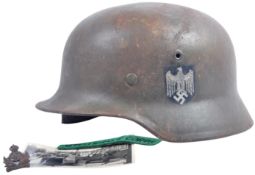 WWII GERMAN STAHLHELM HELMET LIBERATED FROM VON RIBBENTROP