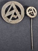 ORIGINAL WWII NAZI GERMAN ' SA ' CAP BADGE & LAPEL PIN