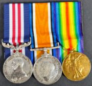WWI FIRST WORLD WAR MEDAL GROUP - MM - SGT A. HARRIS - RGA