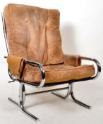 20TH CENTURY JERRY JOHNSON MANNER CHROME FRAMED ARMCHAIR