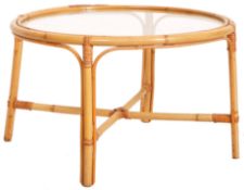 RETRO BAMBOO CANE / WICKER CIRCULAR COFFEE TABLE