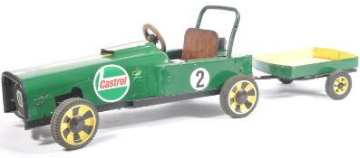 CASTROL GREEN CHILDS MOTOR POWERED GO KART AND TRAILER