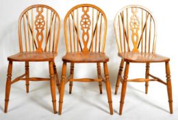 MATCHING SET OF SIX VINTAGE WHEEL BACK DINING CHAIRS