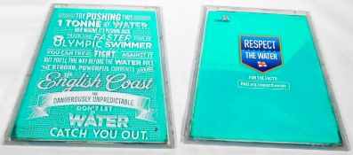 TWO LARGE 20TH CENTURY RESIN SEASIDE BEACH LIFEGUARD SIGNS