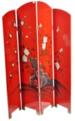 VINTAGE 20TH CENTURY CHINESE RED LACQUER DRESS / ROOM SCREEN