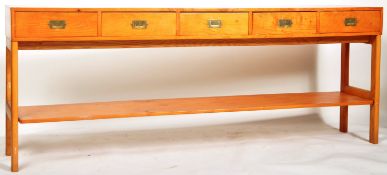 20TH CENTURY CAMPAIGN HANDLED HALL TABLE