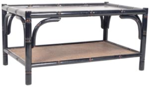 RETRO 20TH CENTURY BLACK LACQUERED BAMBOO EFFECT COFFEE TABLE