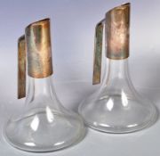 RIEDEL MESA - PAIR OF ITALIAN CRYSTAL & SILVER-PLATED DECANTERS