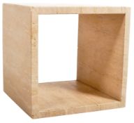 CONTEMPORARY TRAVERTINE STONE CUBE SIDE OCCASIONAL TABLE