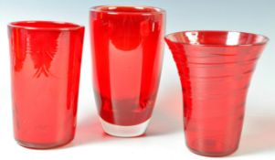 WHITEFRIARS - SELECTION OF THREE STUDIO ART GLASS VASES