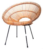 FRANCO ALBINI MID 20TH CENTURY CANE & BAMBOO SATELLITE HOOP CHAIR