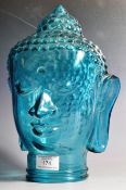 20TH CENTURY ART DECO STYLE PRESSED GLASS BUDDHA DISPLAY HEAD