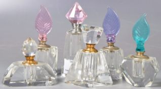 COLLECTION OF ART DECO MANNER CUT GLASS PERFUME BOTTLES