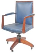 HILLCREST - 1950'S MAHOGANY FRAMED TILT BACK OFFICE DESK CHAIR