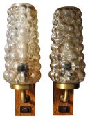 BRILONER LEUCHTEN - PAIR OF 1970'S GERMAN BUBBLE GLASS WALL LIGHTS