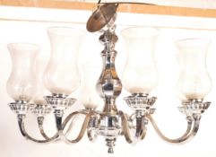 LATE 20TH CENTURY WHITE BRASS HANGING CHANDELIER / ELECTROLIER