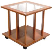 RETRO VINTAGE 1970'S TEAK WOOD GLASS COFFEE TABLE