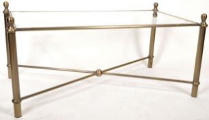 1980'S BRASS EFFECT AND GLASS TOPPED COFFEE TABLE