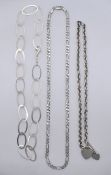 THREE SILVER NECKLACE CHAINS